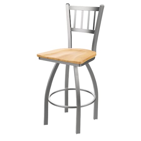 Holland Bar Stool Co 25" Swivel Counter Stool, SS Finish, Nat Maple Seat 81025SSNatMpl